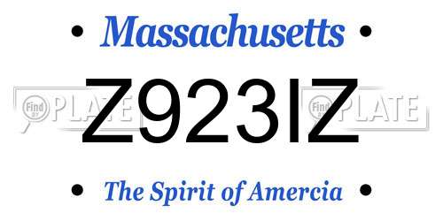 Z923IZ Massachusetts License Plate