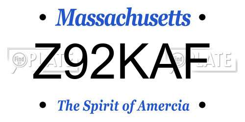Z92KAF Massachusetts License Plate