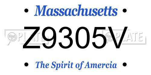 Z9305V Massachusetts License Plate