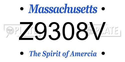 Z9308V Massachusetts License Plate