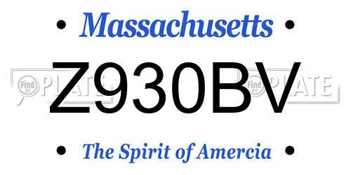 Z930BV Massachusetts License Plate