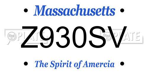 Z930SV Massachusetts License Plate