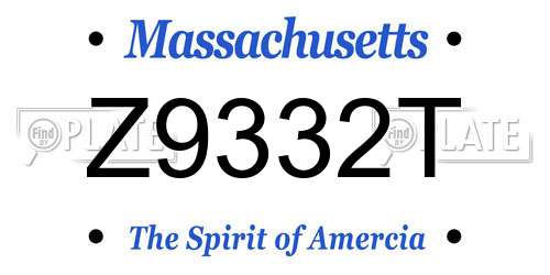 Z9332T Massachusetts License Plate