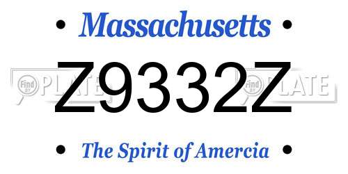 Z9332Z Massachusetts License Plate