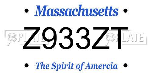 Z933ZT Massachusetts License Plate