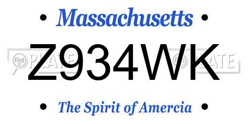 Z934WK Massachusetts License Plate