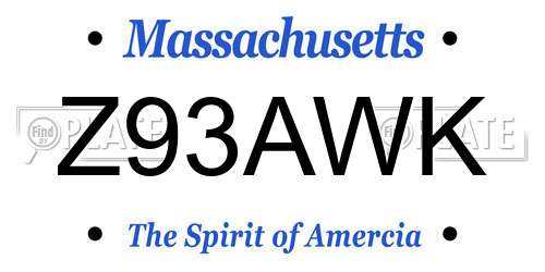 Z93AWK Massachusetts License Plate