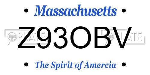 Z93OBV Massachusetts License Plate