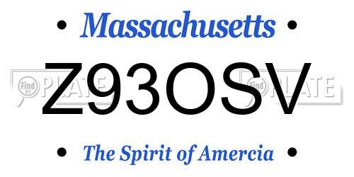 Z93OSV Massachusetts License Plate