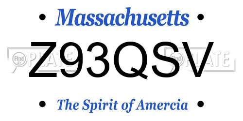 Z93QSV Massachusetts License Plate