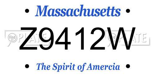 Z9412W Massachusetts License Plate