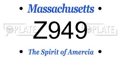Z949 Massachusetts License Plate