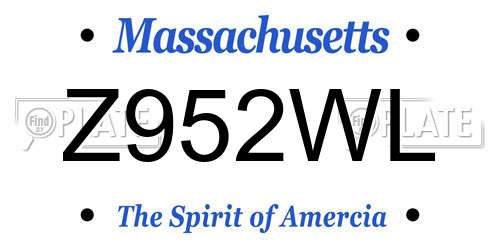 Z952WL Massachusetts License Plate