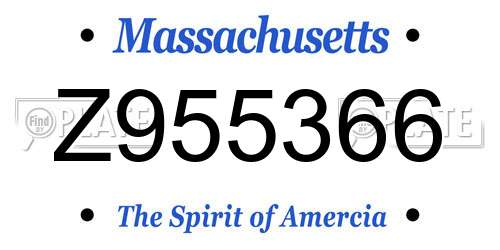 Z955366 Massachusetts License Plate