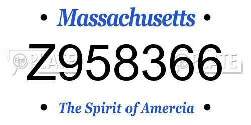 Z958366 Massachusetts License Plate