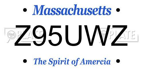 Z95UWZ Massachusetts License Plate