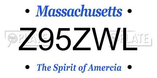 Z95ZWL Massachusetts License Plate