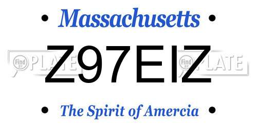 Z97EIZ Massachusetts License Plate