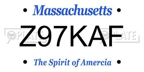 Z97KAF Massachusetts License Plate