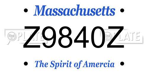 Z9840Z Massachusetts License Plate