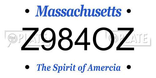 Z984OZ Massachusetts License Plate