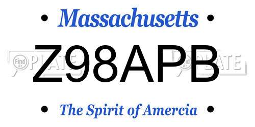 Z98APB Massachusetts License Plate