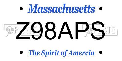 Z98APS Massachusetts License Plate
