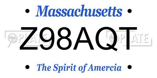Z98AQT Massachusetts License Plate