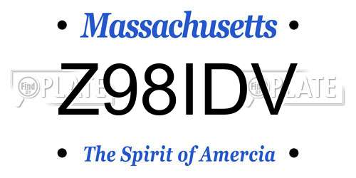 Z98IDV Massachusetts License Plate