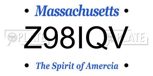 Z98IQV Massachusetts License Plate