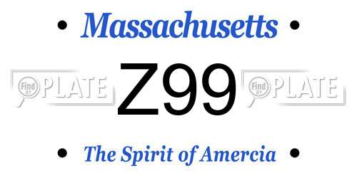 Z99 Massachusetts License Plate