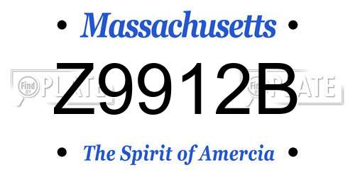 Z9912B Massachusetts License Plate