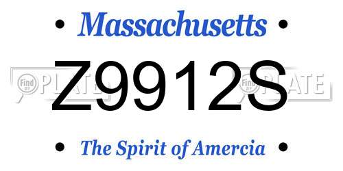Z9912S Massachusetts License Plate