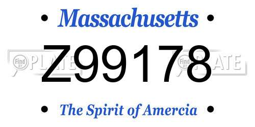 Z99178 Massachusetts License Plate