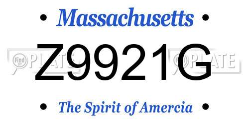Z9921G Massachusetts License Plate