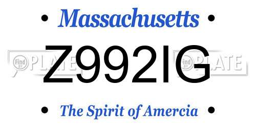 Z992IG Massachusetts License Plate