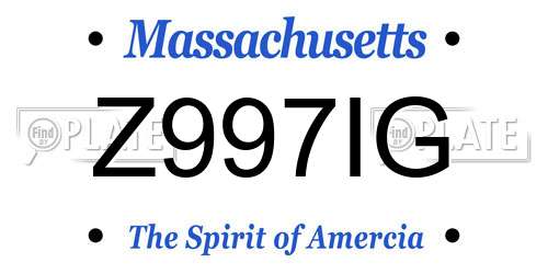 Z997IG Massachusetts License Plate