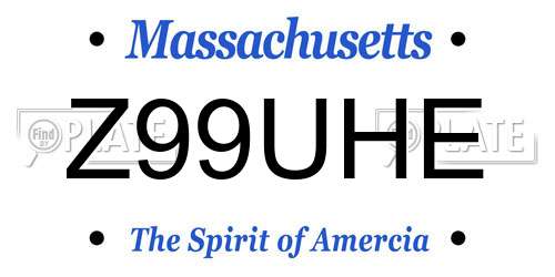 Z99UHE Massachusetts License Plate