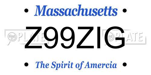 Z99ZIG Massachusetts License Plate