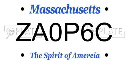 ZA0P6C Massachusetts License Plate
