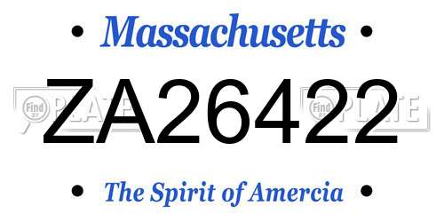 ZA26422 Massachusetts License Plate