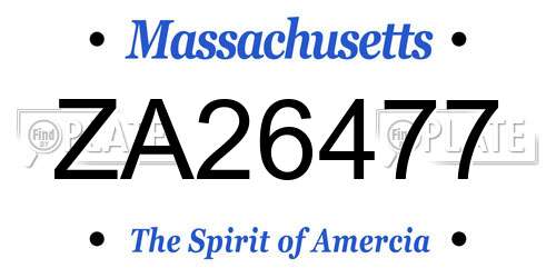 ZA26477 Massachusetts License Plate