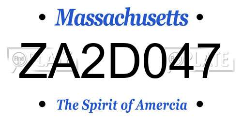 ZA2D047 Massachusetts License Plate