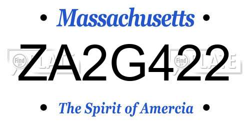 ZA2G422 Massachusetts License Plate