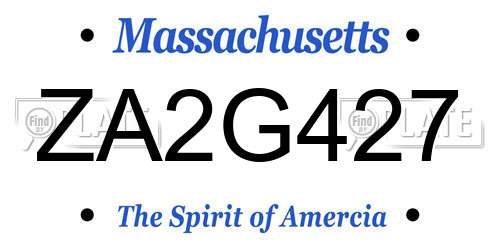 ZA2G427 Massachusetts License Plate