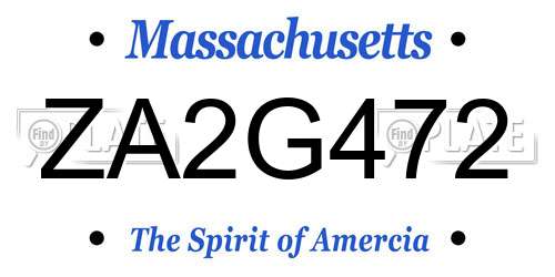 ZA2G472 Massachusetts License Plate
