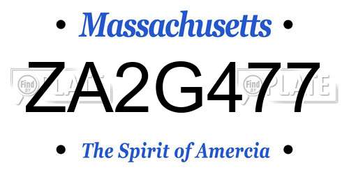ZA2G477 Massachusetts License Plate