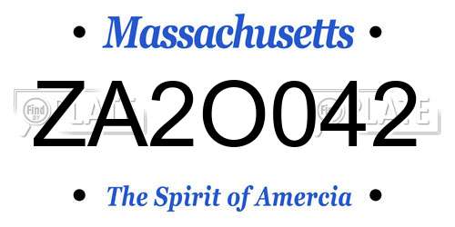 ZA2O042 Massachusetts License Plate