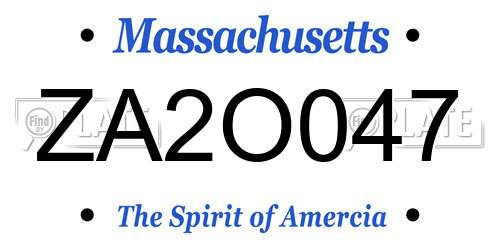 ZA2O047 Massachusetts License Plate