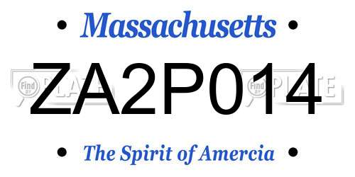 ZA2P014 Massachusetts License Plate